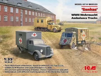 ICM DS 3523 Sankas. WWII Wehrmacht Ambul.trucks