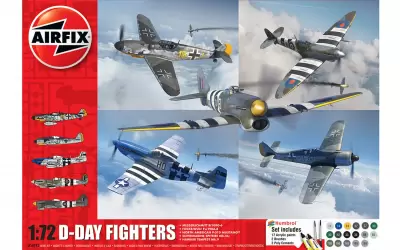 P-51 D, Spitfire IX, Tempest Mk.V, Me-109 G-6, Fw-190 A-8 "D-Day Fighters" - z farbami