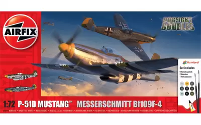 Zestaw myśliwców P-51D Mustang vs Bf109F-4 Dogfight Double (z farbami)