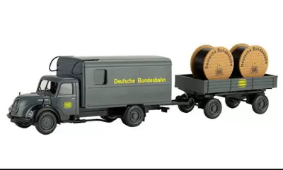 Zestaw Deutsche Bundesbahn Nr 2 Magirus Mercur z przyczepą i bębnami kablowymi