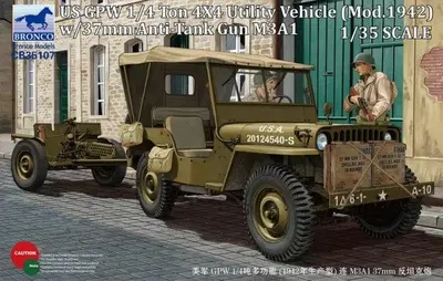 Amerykański jeep 1/4 ton 4/4 z działem 37mm M3A1