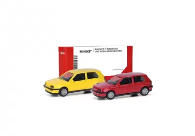 Herpa MiniKit: Volkswagen (VW) Golf III VR6 2-drzwiowy, zestaw 2 szt., siarkowożółty/błysk