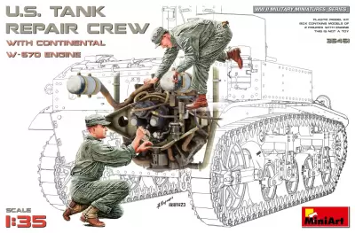 U.S. Tank Repair Crew with Continental W-670 Engine
