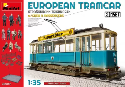Europejski tramwaj + pracownicy i pasażerowie
