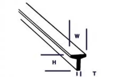 Pręt polistyrenowy o przekroju "T" 1.6 X 1.6 X 0.5 X 250mm; 10szt